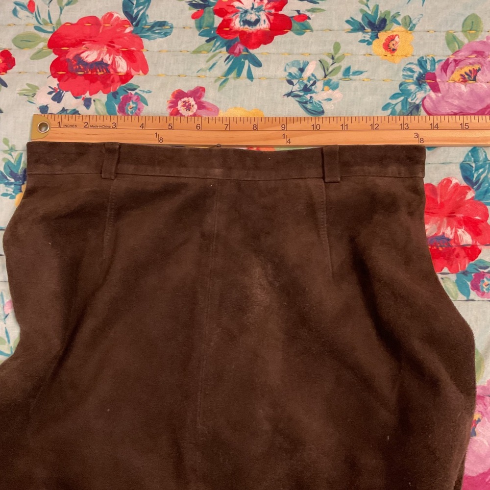 Joseph Abboud Collection Brown Suede Leather Maxi Skirt Side Slit Size 8 - Picture 6 of 11